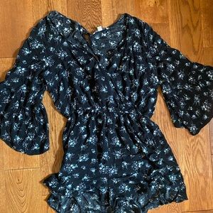 American Eagle Blue Floral Romper